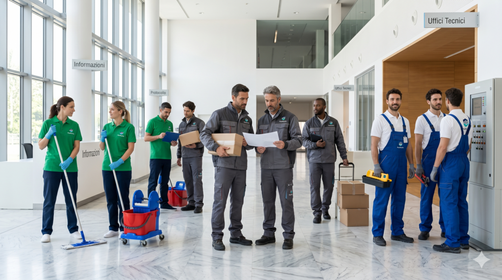 Team FacilityGO per servizio di facility management integrato presso ente pubblico in Calabria