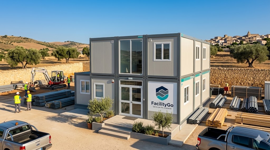 Baracche da cantiere FacilityGO per enti pubblici e imprese in Calabria — moduli prefabbricati uffici e spogliatoi